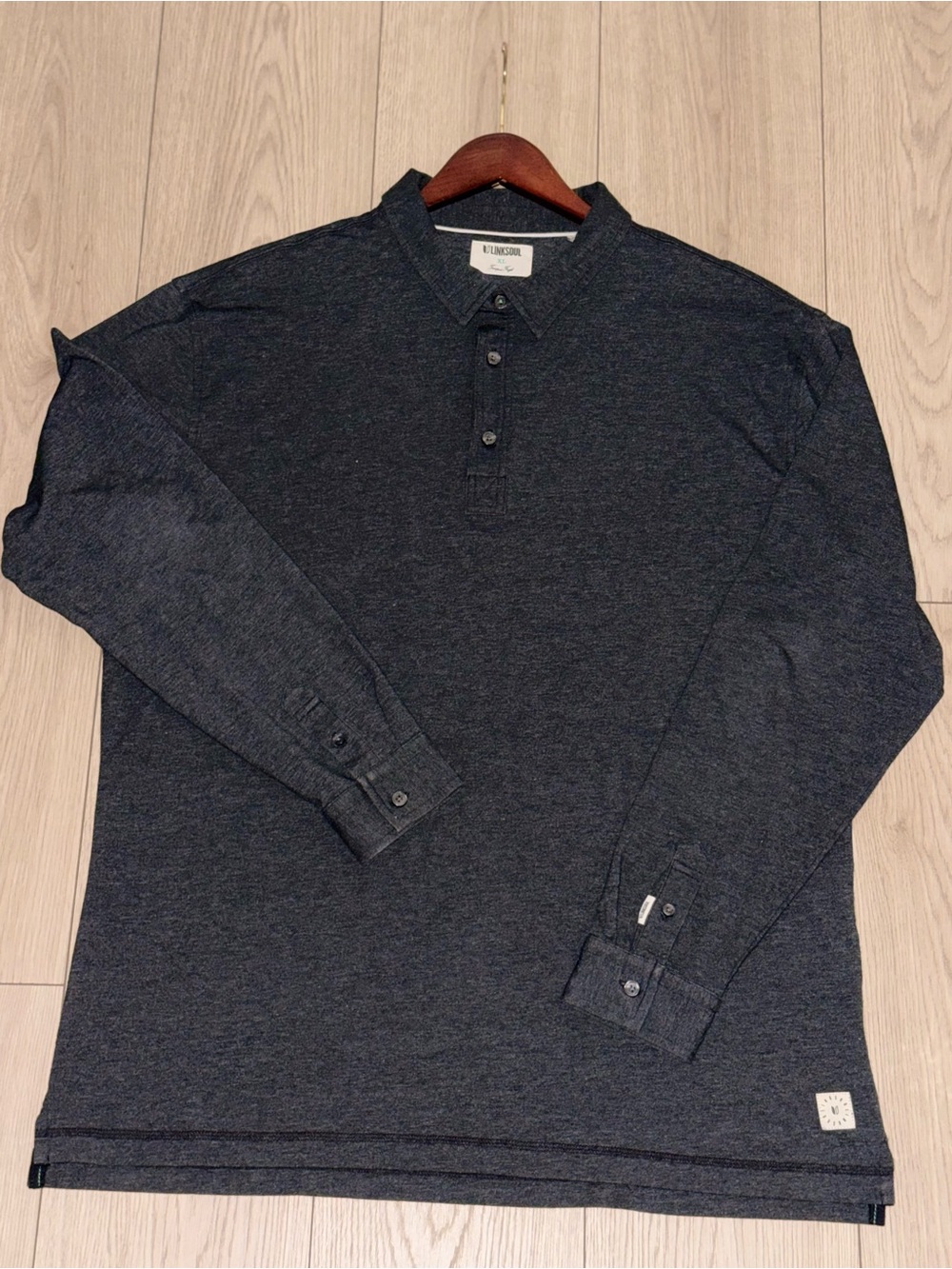 LinkSoul Tempus Fugit Mens XL Charcoal Heather Gray Long Sleeve Polo Shirt